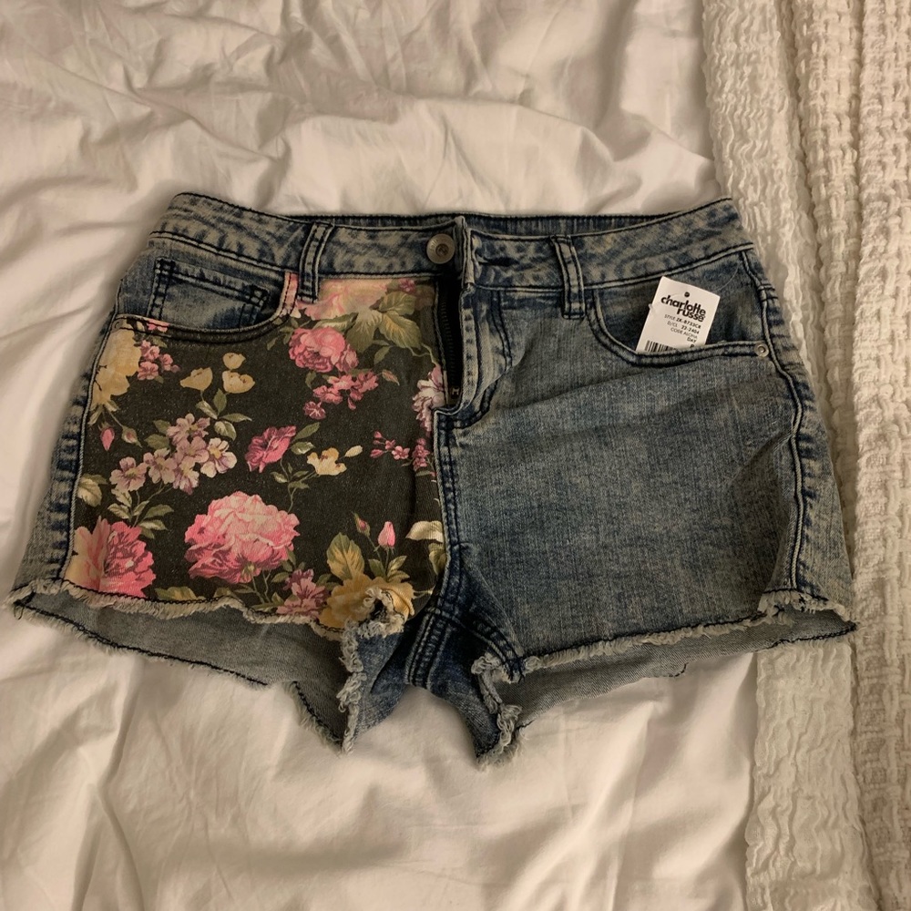 Charlotte Russe Floral Denim Shorts